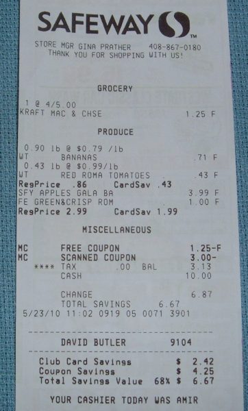 day 23 safeway store receipt