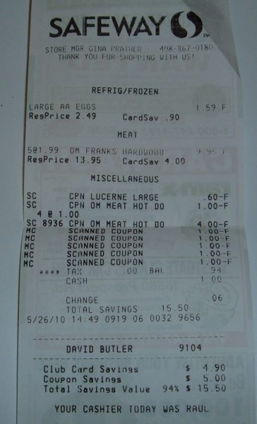 day 26 hot dog receipt