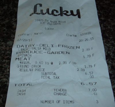 Lucky receipt