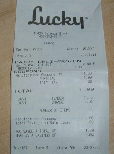 ben and jerrys receipt