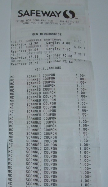 carefree pantiliners receipt carefree pantiliners receipt