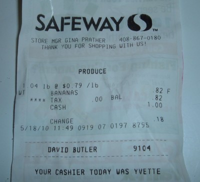 day 18 bananas receipt