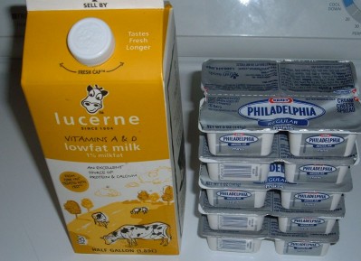 milk and cream cheese milk and cream cheese