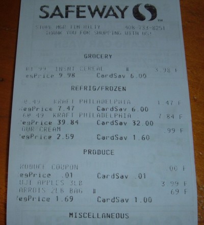 Safeway day 1 receipt