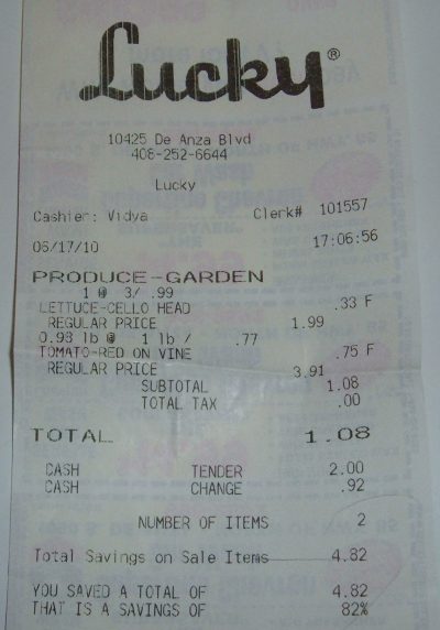day 48 food receipt