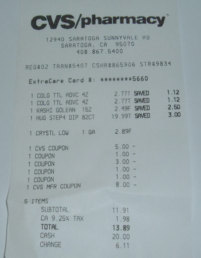 CVS receipt CVS receipt