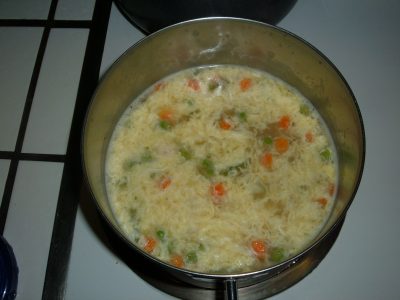 veggie rice egg drop soup