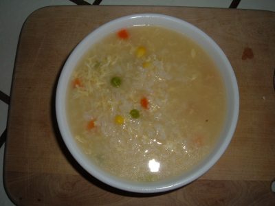 vegetable rice egg drop soup