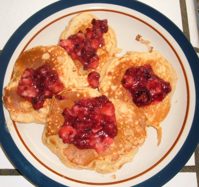 peanut butter banana pancakes topped