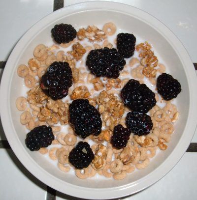 Cheerio granola blackberry cereal