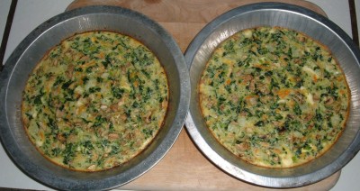 Spinach Onion mushroom and Carrot Quiche