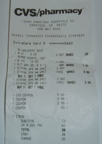 cvs receipt cvs receipt