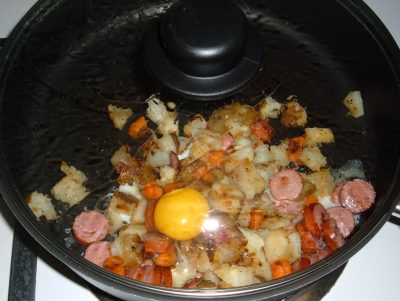Potato Onion Hash with Egg
