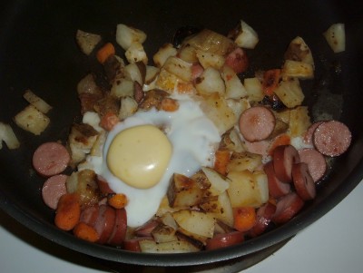 roasted vegetable hash with egg