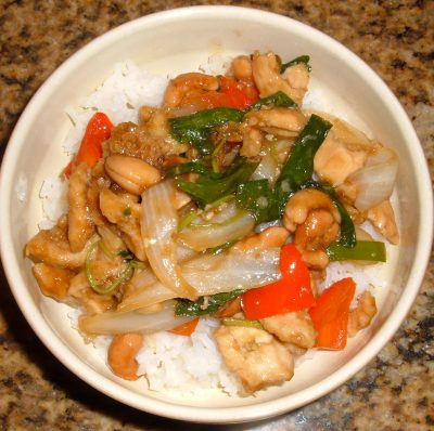  panda express Thai cashew chicken on rice