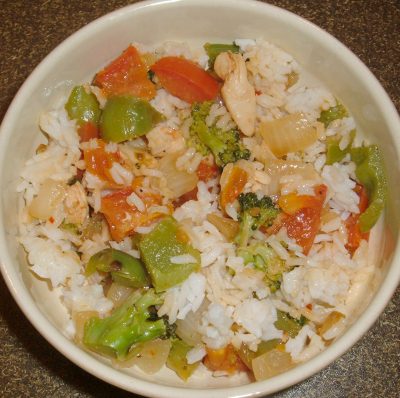 veggie chicken rice leftovers