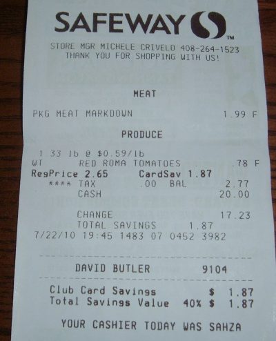 day 83 safeway receipt day 83 Safeway receipt