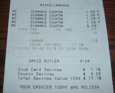 day 85 receipt total