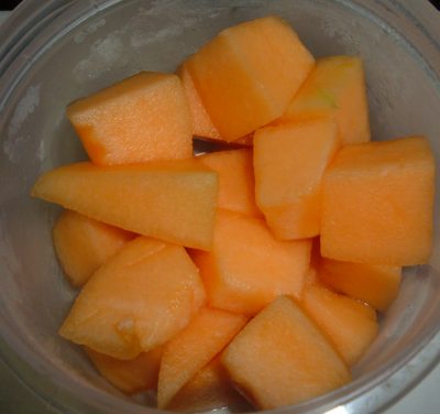 diced cantaloupe