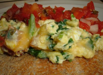 spinach cheese scramble on toast