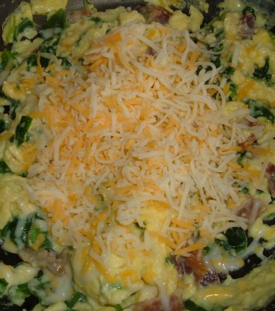 spinach egg cheese scramble
