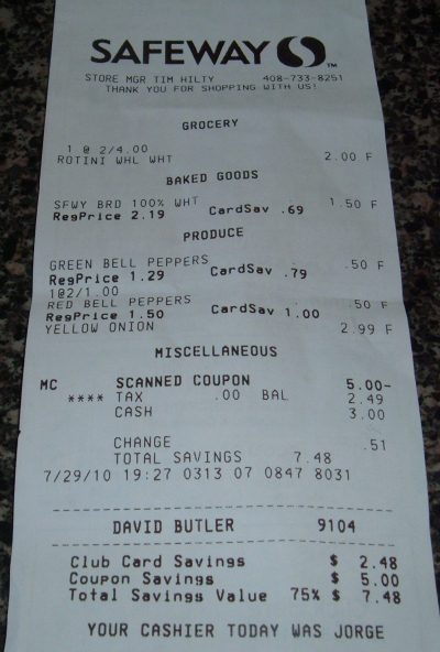 safeway receipt Safeway receipt
