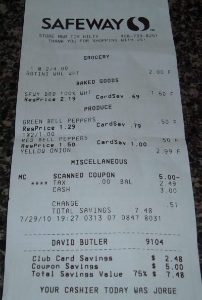 Safeway receipt