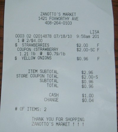 zanottos receipt