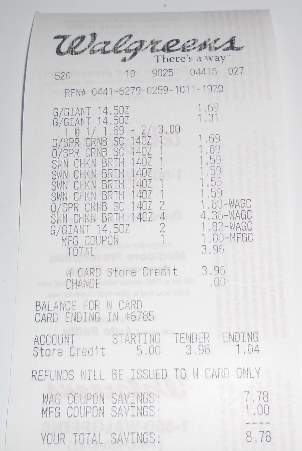 canned goods receipt