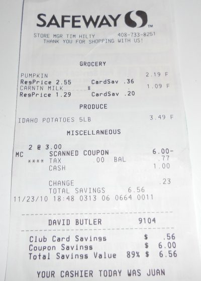 potatoes receipt