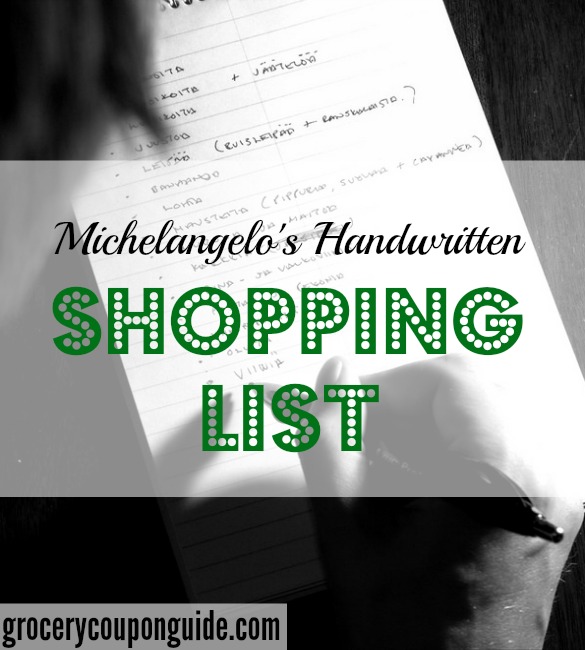 Michaelangelo's shopping list, ancient shopping list