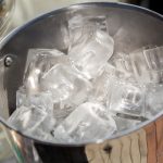 Bucket with ice cubes