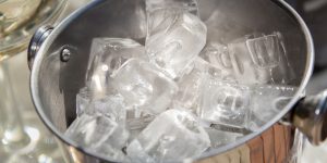 Bucket with ice cubes