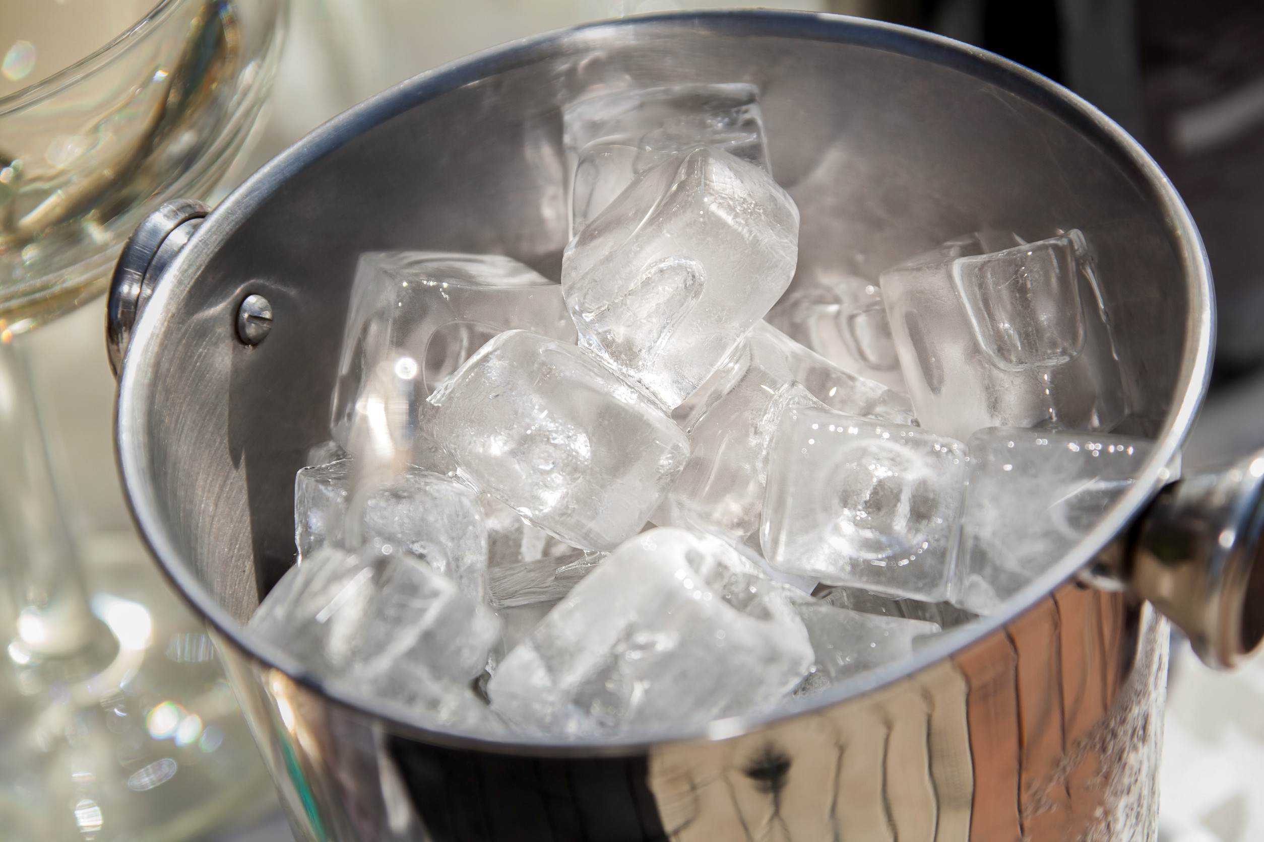 Bucket with ice cubes