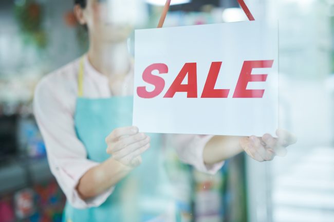 SALE Sign in Shop office supply store deals