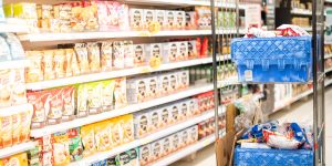grocery shelves