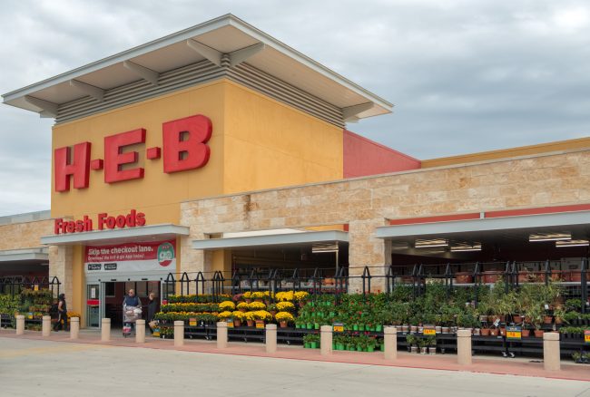 SAN ANTONIO, TEXAS – NOVEMBER 9, 2018 – Entrance of the HEB Supe H-E-B exclusive products