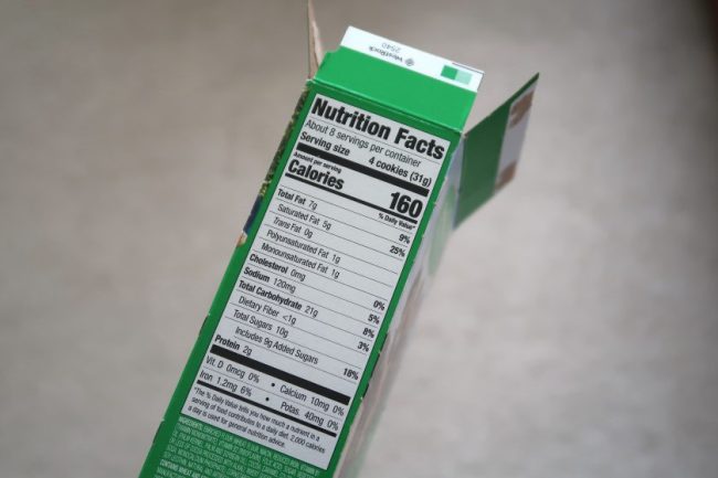 A close-up view of a green nutrition facts label printed on a food packaging box. The Store Brand Is Cheaper — But Is It Actually the Same Product? Check These 5 Things